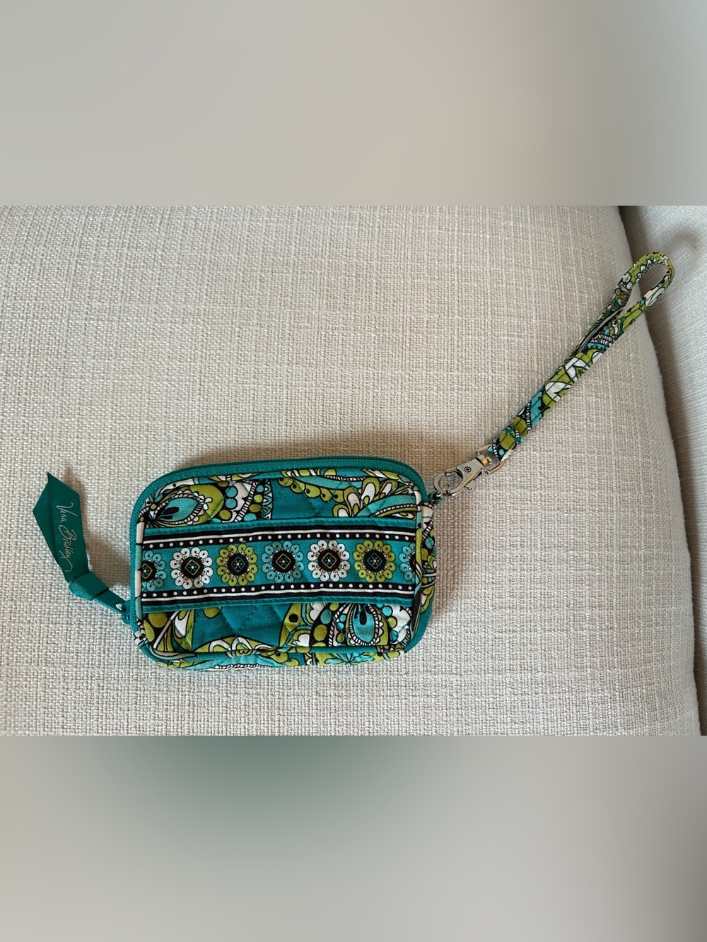 Vera Bradley Peacock Pattern Quilted Wristlet